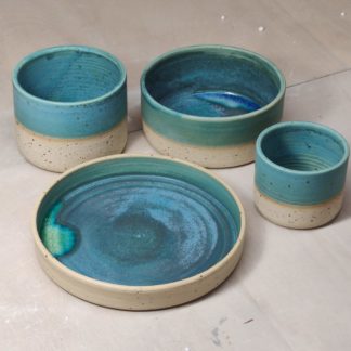Set di piatto, ciotole e tazze TURCHESE